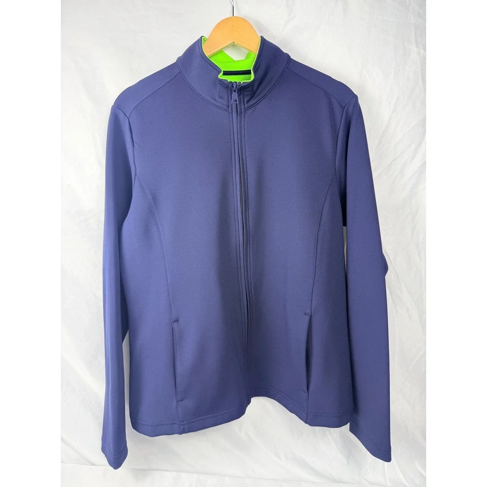 EP Pro Tour Tech L Navy Full Zip Performance Golf Jacket Stretch